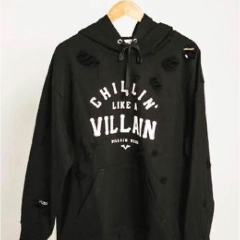 Villain Wear (Pricetagg) - Chillin' Like A Villain Distressed Hoodie Large